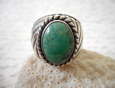 #ad Carolyn Pollack Southwest Oxidized Sterling Green Turquoise Ring Sz 9.5 RE54X1 $95.00