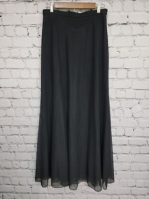 #ad Vintage Tadashi Shoji Women#x27;s Black Mesh Sheer Flowy Long Maxi Skirt Size 12 USA $49.50