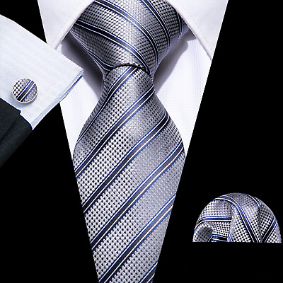 #ad Mens SIlk Tie Red Blue Black Ties Hanky Cufflinks Wedding Paisely Floral Tie Set $12.99