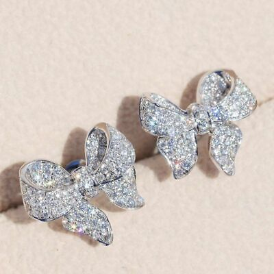 #ad Ear Stud Butterfly Bow Jewellery Zircon Women Silver Plated Xmas Gifts Earrings $7.24