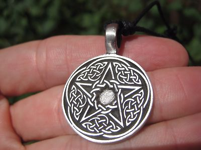 #ad Pewter pentagram pentacle Pendant Necklace A25 $9.75