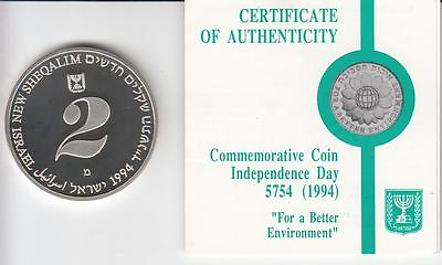 #ad 1994 ISRAEL 46th ANNIVERSARY quot;FOR A BETTER ENVIRONMENTquot; PR COIN 28.8gr SILVER #1 $63.80