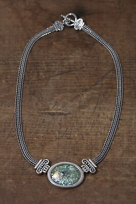 #ad Bruria Tamir Israel Sterling Silver Modernist Roman Glass Pendant Necklace $279.99