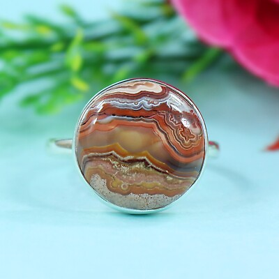 #ad Handmade Crazy Lace Agate Sterling Silver Ring Christmas Unisex Gift $23.99