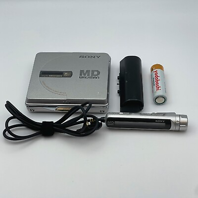 #ad Sony MZ E35 MD Walkman MiniDisc Player Silver RM MZ35 Remote Controller $89.00