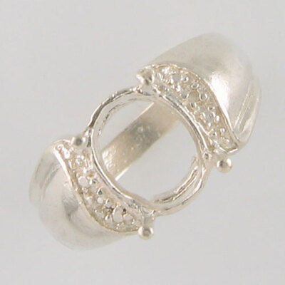 #ad PRE NOTCHED VINTAGE 10X8 OVAL RING SETTING IN SOLID STERLING OR SOLID GOLD CR15 $19.42