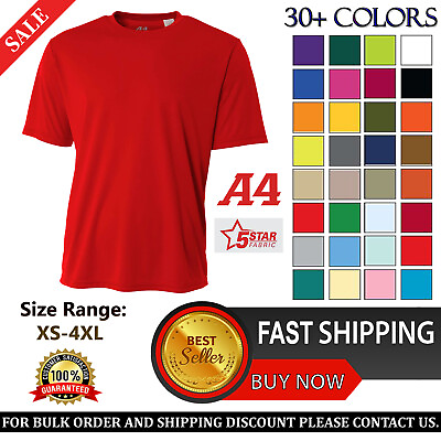 #ad A4 Mens Dri Fit Workout Running Cooling Performance Crew T Shirt N3142 XS 4XL $10.83