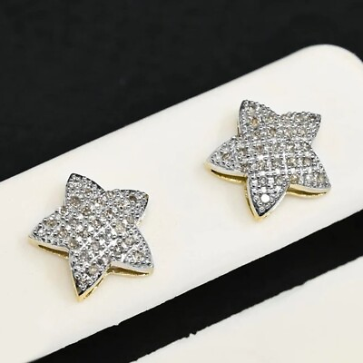 #ad 0.20 Ct Round Cut Natural Diamond Womens Star Stud Earrings 14K Two Tone Gold $412.49