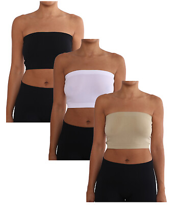 #ad Seamless Tube Top Layering Bandeau Spandex Bra REG and PLUS 3 amp; 4 combo packs $9.90