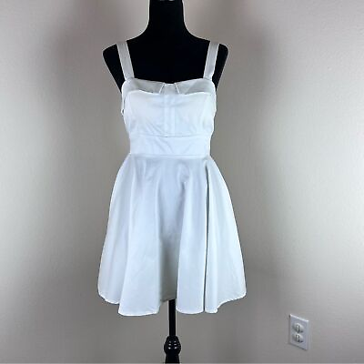 #ad Vintage Dress Womens Y2K 90s white fit amp; flare mini USA made Medium $36.99