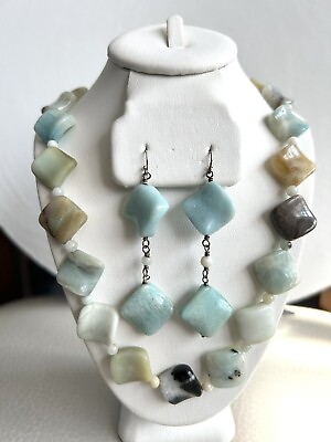 #ad Vintage and beautiful Jade Stone Handmade Necklace with mat earing set on sale $29.99
