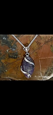 #ad New Gorgeous Amethyst Pendant In Heart Setting With 925 Silver Chain Necklace $15.00