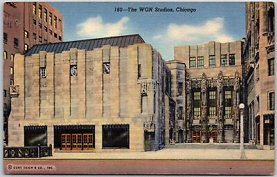 #ad Chicago Illinois ILL The WGN Studios Radio Building Bricks Vintage Postcard $8.05