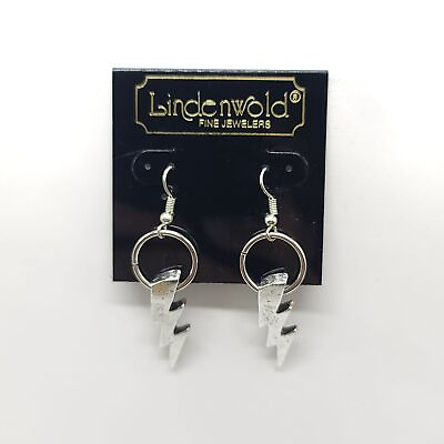 #ad Lindenwold Silver Tone Lightning Bolt Layer Dangle Earrings Halloween $16.99