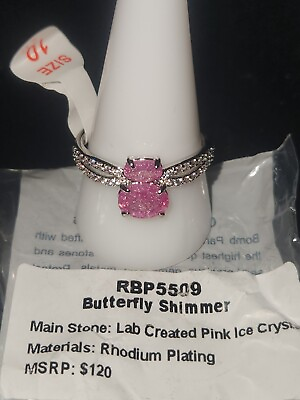 #ad RBP5509 LAB CREATED PINK ICE CRYSTAL RHODIUM PLATING SIZE 10 RING $20.00