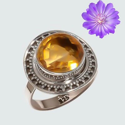 #ad Citrine Gemstone 925 Silver Ring Handmade Jewelry Ring All Size $9.19
