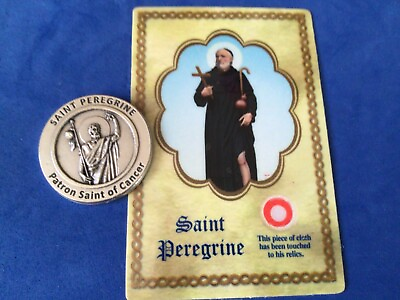 #ad St PEREGRINE Patron Saint of Cancer Pocket Token Protection Healing Relic Card $14.98