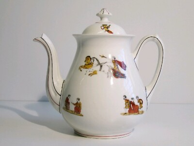 #ad Teapot Porcelain Antique Rome J.V Signed Decorative Object End XIX Century $54.08