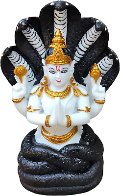 #ad Composite Stone Yoga Guru Lord Patanjali Sitting On Snake Idol Figurine H 8quot; $89.99