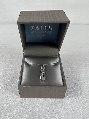 #ad Zales Infinity Curved 3 Stone Diamond Accent Pendant $100 Retail New $49.99