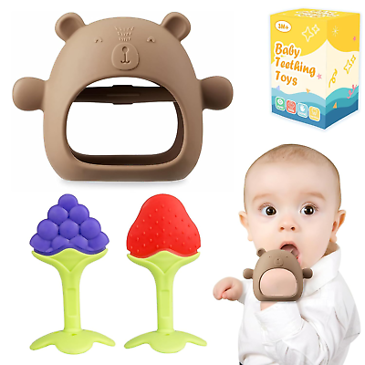 #ad Baby Teething Toys 3 PCS Teethers Set For3 6 Months amp; 6 12 Months Baby Essenti $13.88