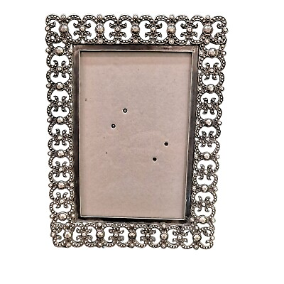 #ad Vintage Marcasite Metal Silver Tone Ornate Picture Photo Frame $10.00