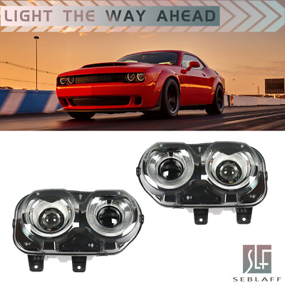 #ad For 2015 2018 Dodge Challenger Headlights With LED DRL Black Housing Rightamp;Left $194.99
