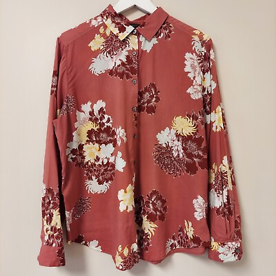 #ad Ann Taylor Size XL Floral Long Sleeve Button Up Blouse Top Pretty Career Work $24.99