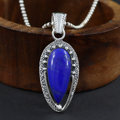 #ad Natural Lapis Lazuli 925 Sterling Silver Pendant Handmade Women Jewelry Gift $43.99