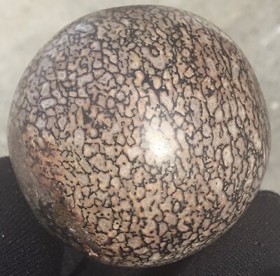 #ad 4.4 Oz Polished Agatized Dinosaur Bone Sphere Crystal Ball Fossil Red Cells $31.50