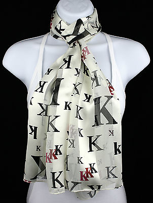 #ad Letter K Name Scarf Womens Novelty Gift Scarfs Rectangle Ivory Scarves $12.95
