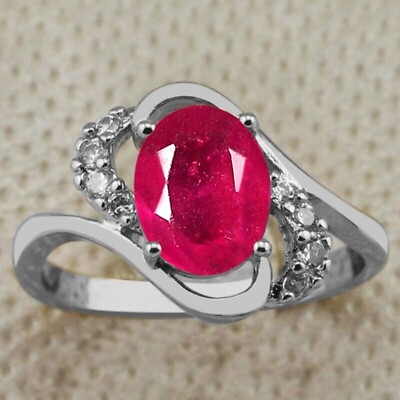 #ad 2.10Ct 100% Natural Burmese Red Ruby amp; IGI Certified Diamond Ring In 14KT Gold $339.15