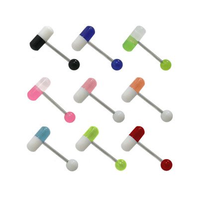 #ad Barbell Tongue Ring with Pill Design Replacement Bead $11.50