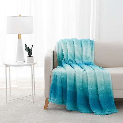 #ad Teal Ombre Home Breathable Cozy Plush Throw Blanket Standard Throw 50quot; x 60quot; $9.62
