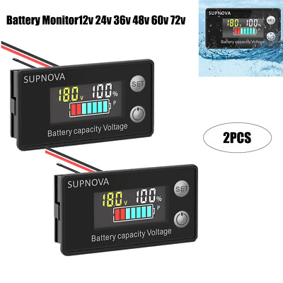 #ad 2x12v 24v 36v 48v 60v 72v Battery MonitorCar Golf cart Battery Indicator Meter $19.94