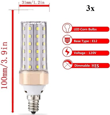 #ad 3x ILAMIQI E12 LED Bulbs Dimmable8W LED Light Bulbs80 Watt Equivalent Neutral $17.99