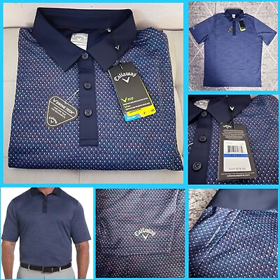 #ad CALLAWAY Oxford Swing Tech Golf Polo Shirt Sun Protect UPF 30 Men’s XL NEW $78 $29.50