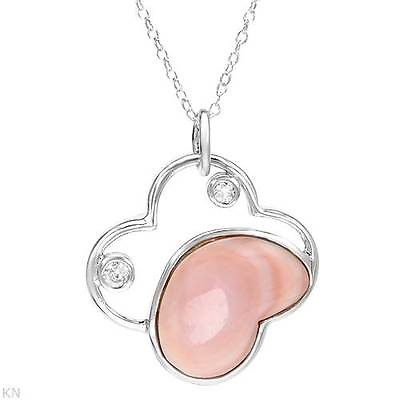 #ad Fine Heart Necklace W Genuine Mother of pearl amp; CZ in 925 Sterling silver 18quot; $49.99