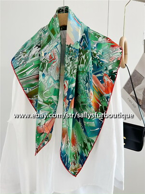 #ad Crystal Print 18 Momme Twill Silk Wrap Scarf Stole Double Face Shawl 35quot; $39.80