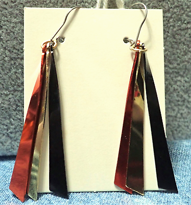 #ad Vintage Avon Show Stopper Pierced Earrings 3 Colors of Dangling Metallic Strips $10.00
