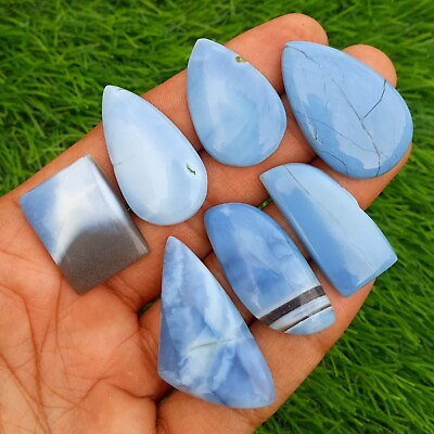 #ad 7 Piece Natural Blue Opal Cabochon Loose Gemstone 25 35 mm Wholesale $19.99