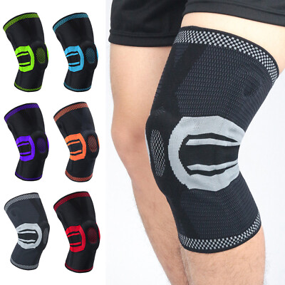 #ad Men Leg Knee Pad Silicone Spring Knee Support Basketball Fitness Protective Gear $14.95