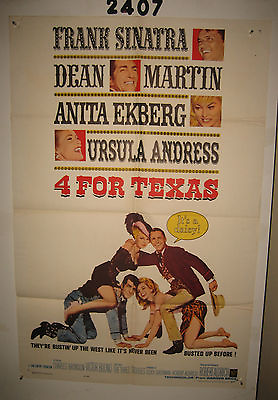 #ad 4 Four For Texas Original 1sh Movie Poster 1964 Frank Sinatra Dean Martin $21.60