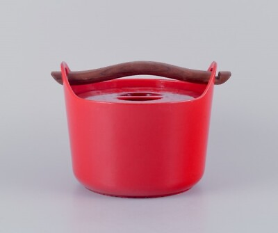 #ad Timo Sarpaneva for Rosenlew Finland. Cast iron pot in red enamel. $420.00