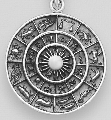 #ad Solid Sterling Silver Zodiac Astrology Pendant Charm Amulet 39mm = 1.5quot; 7.4g $37.79