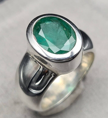 #ad Real emerald stone rings Dark green mens emerald ring Solitaire Mens Emerald $460.00