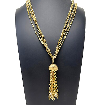 #ad Vintage Gold Tone Multi chain Jellyfish Tassel Pendant Necklace $34.72