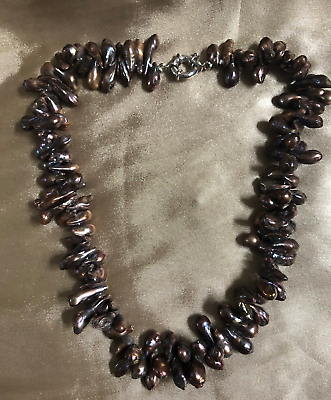 #ad Chunky Brown Cultured Freshwater Branch Pearl Necklace GBP 22.79