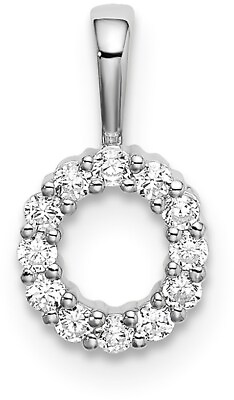 #ad 14K White Gold Small Initial O Diamond Pendant $213.95