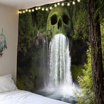 #ad 3D Large Waterfall Tree Skull Tapestry Wall Hanging Bedspread Blanket Backdrop $35.99